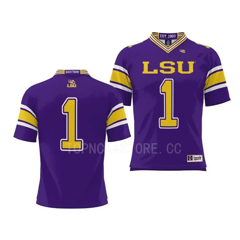 Men's LSU Tigers Purple Endzone Shirt #1 ProSphere NCAA Football Jersey